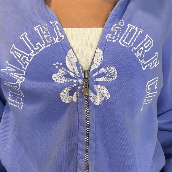 coconut girl blue surf zip up hoodie y2k hawaiian - Picture 4 of 5